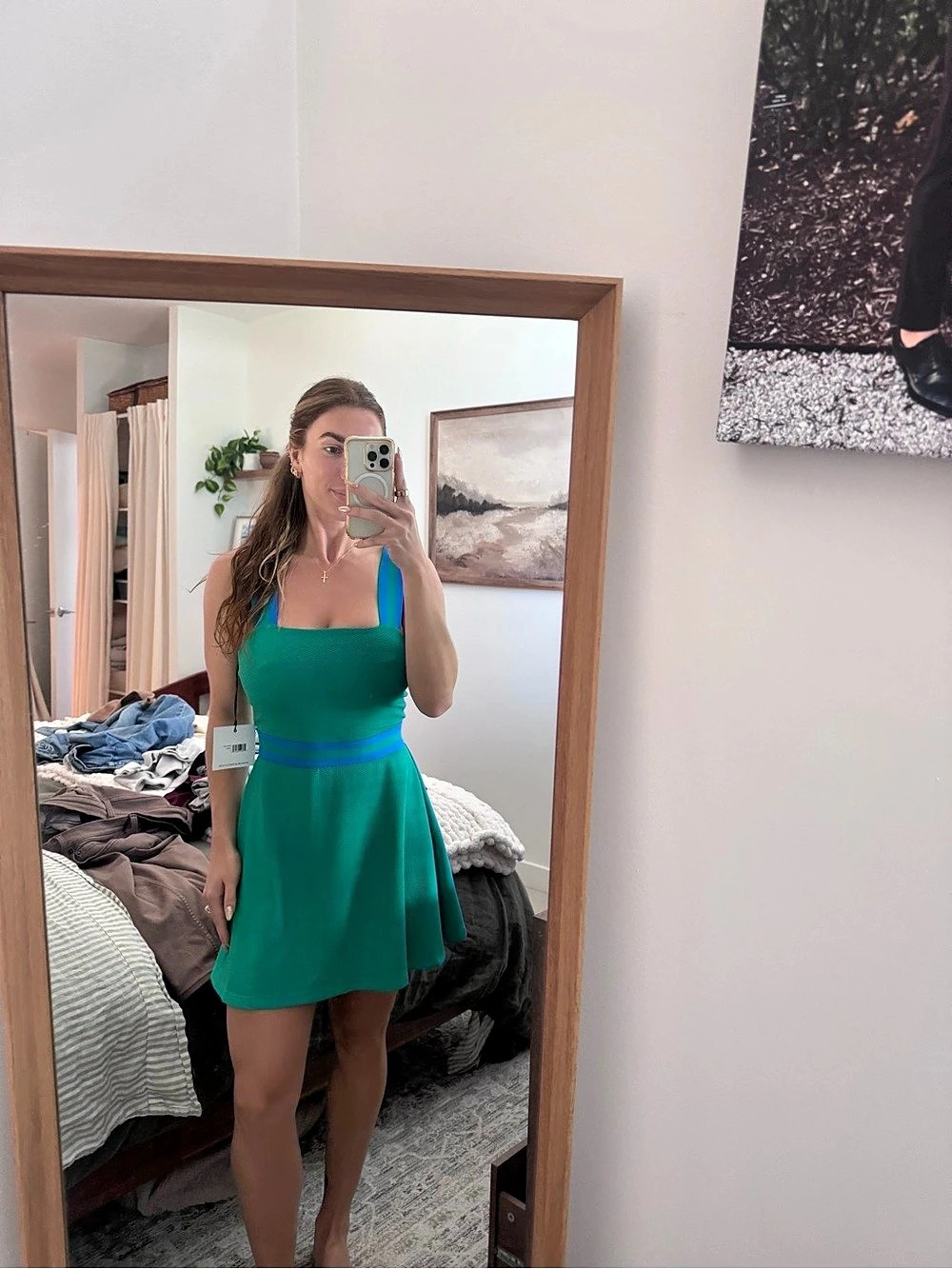 Beach Riot Miriam Dress Color Block Mini Dress Green & Blue NWT
